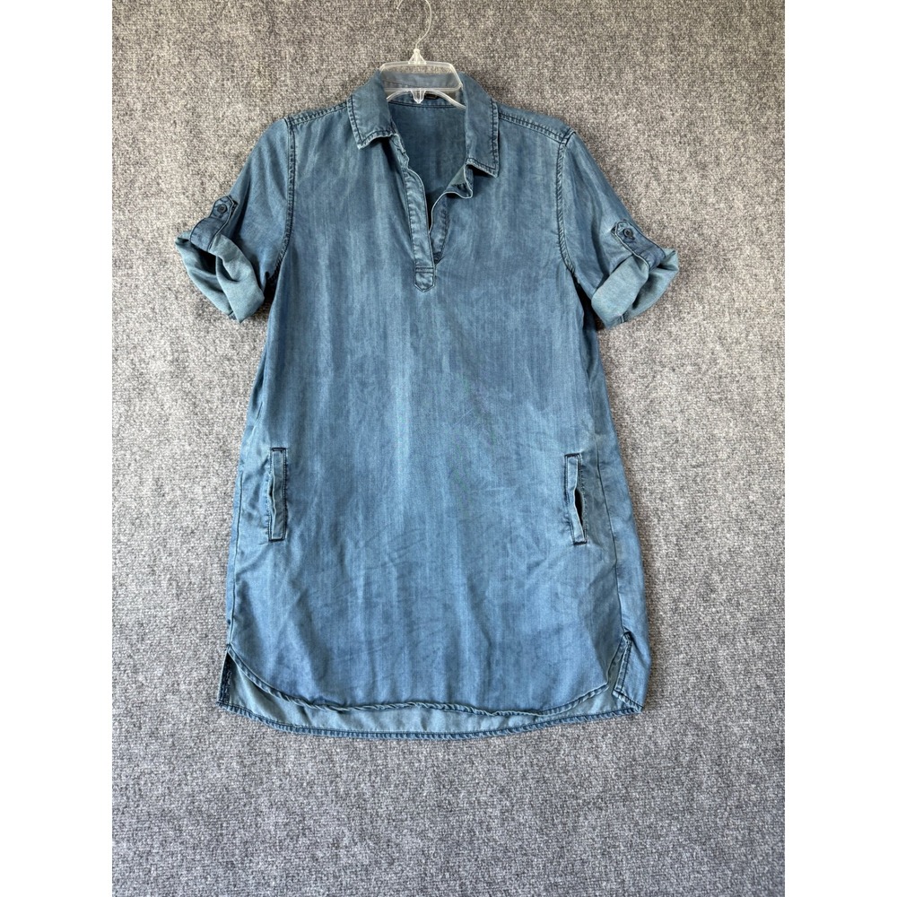 Velvet Heart Womens XS‎ Denim Tencel Short Sleeve Shirt Dress Casual